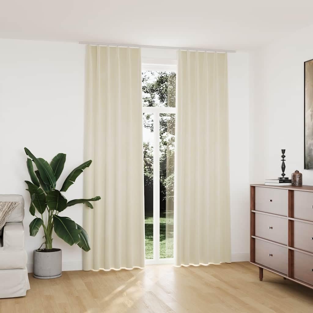Rideaux occultants en velours crème 140x245 pour séparateur de pièce