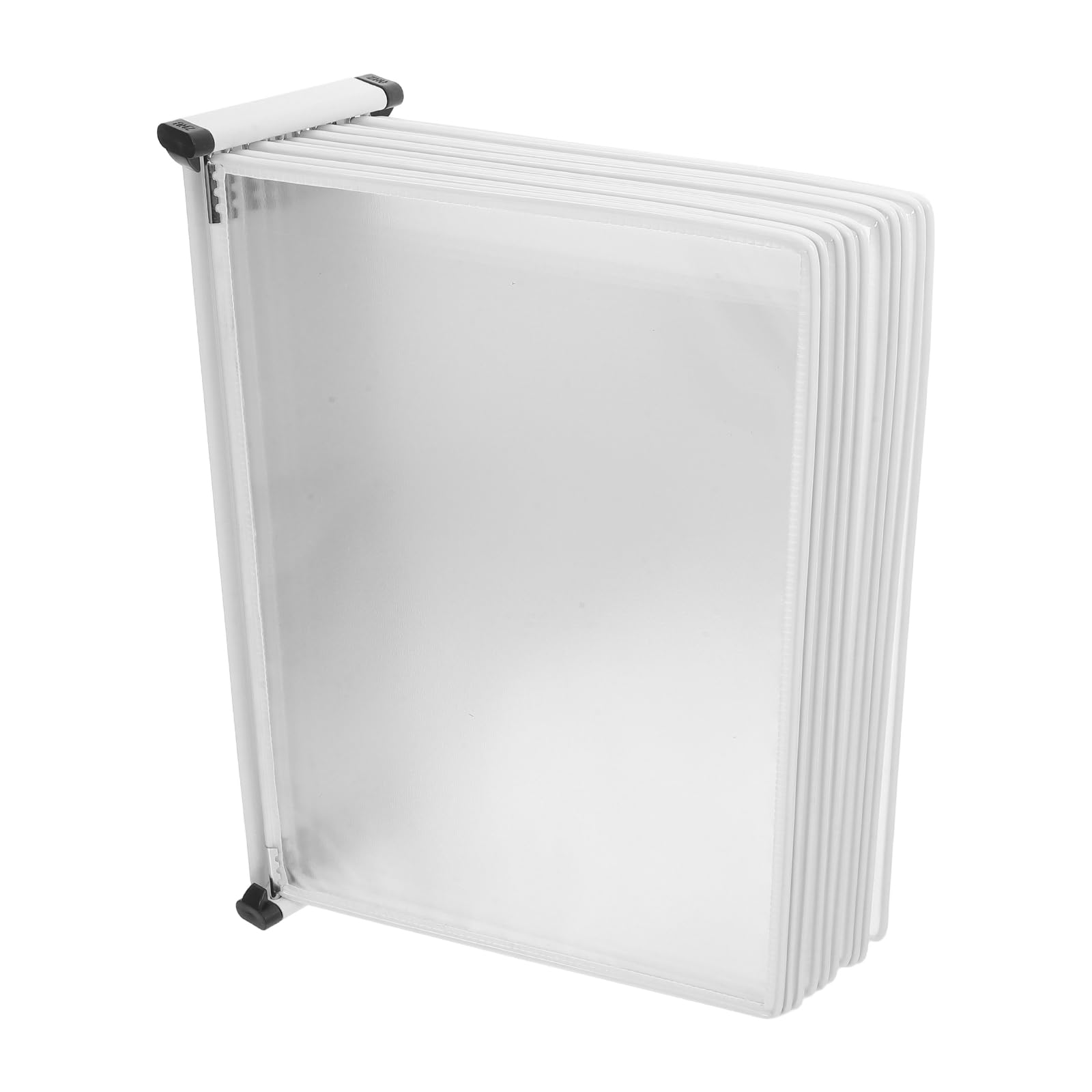 Cartella Espositiva A4 5 Pagine Trasparenti in Ferro e Pvc, Organizer Documenti Robusto e Salvaspazio per Ufficio e Riunioni Bianco