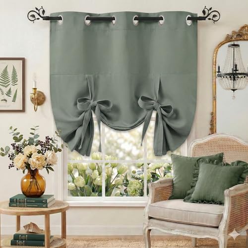 Pony Dance Blackout Shades for Windows - Tie Up Curtains and Valances Set Roman Balloon Blind...