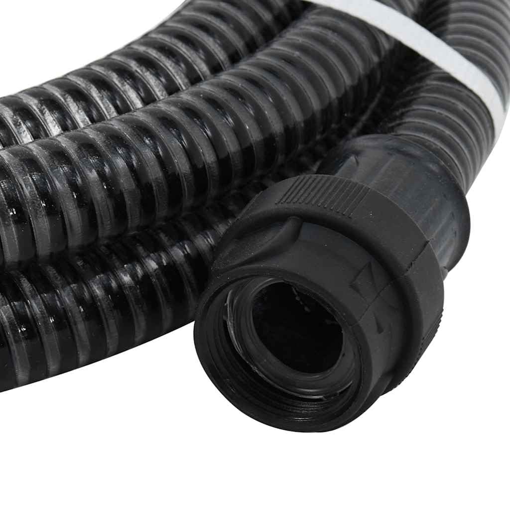 Manguera de aspiración negra con conectores de PVC de 1 pulgada y 10 m de longitud, manguera de agua flexible para riego de jardín y limpieza con diseño sin pliegues para terraza, balcón e