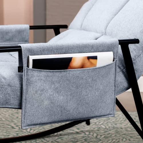 Mjkone Rocking Chair, Modern Adjustable Rocking Chair Nursery, Stylish Rocking Armchair Lounge Sofa Chair, Lie Or Sleep Lazy Chair Glider Chair For Living Room/Bedroom/Balcony/Courtyard, Dark Grey #TOP5