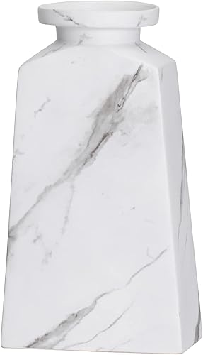 Torre & Tagus Aris - Jarrón de cerámica blanca para decoración del hogar, jarrón blanco de 13 pulgadas de alto para mesa de centro de mesa con
