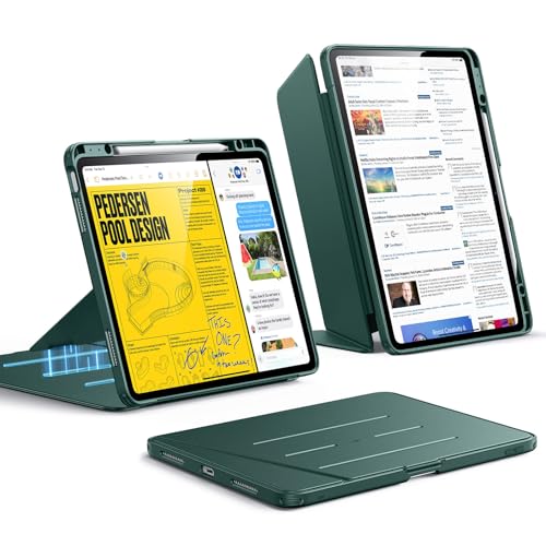 Image of ESR for iPad Air 13 Inch Case M4 /M3 /M2 (2026 /2025 /2024), Vertical Stand Cover with Pencil Holder, Ultra-Stable Magnetic Case, Multi Stand Angles, Flip Series, Green