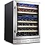 Kalamera 24'' Wine Cooler Refrigerator 46 Bottle Dual Zone Built-in or Freestanding Fridge with Stainless Steel & Triple-Laye