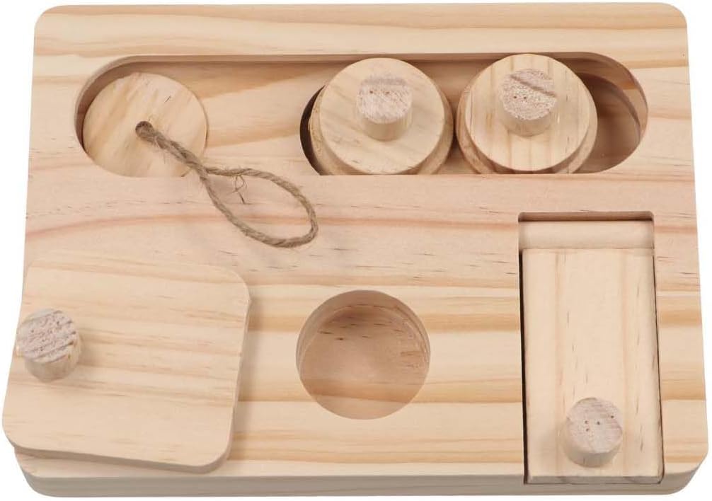 Wooden Hamster Foraging Toys,6 in 1 Interactive Hide Puzzle Game, Mental Stimulation Toy for Guinea Pig,Rabbit,Hamster,Hedgehog, Chinchilla, Mouse