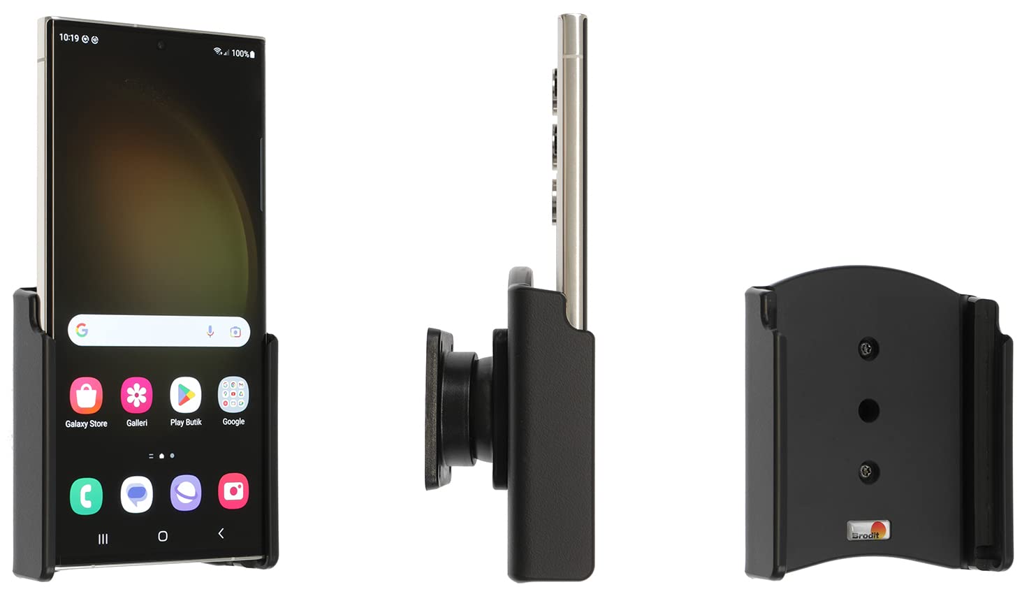 BroditDevice Holder 711346 | Made in Sweden | for Smartphones - Samsung Galaxy S23 Ultra SM_S918B/DS, Black