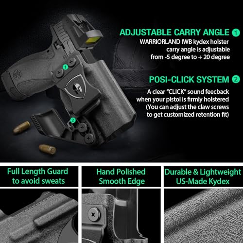 WARRIORLAND IWB Kydex Holster Optic Cut &Claw, Select Fit Glock 17/19/ 19X/ 43X/ 26/MOS, P365/P365X/ P365XL/ P320, Hellcat Pro/Echelon/Hellcat, Bodyguard 2.0, G2C/G3C, Shield Plus/EZ, M&P 9/.40 &More