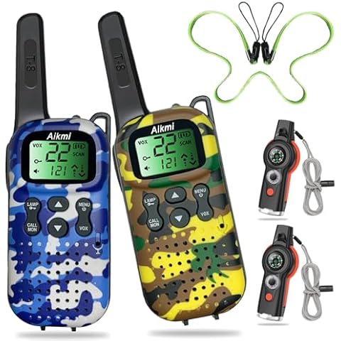 Kids Walkie Talkies Toys Boys Gifts 5 6 7 8 9 Year Old Outdoor Toys for Kids 2 Way Radio with Camping Gear Army Soldier Toys Pretend Play Birthday Present Boy (Yellow Blue) Cover