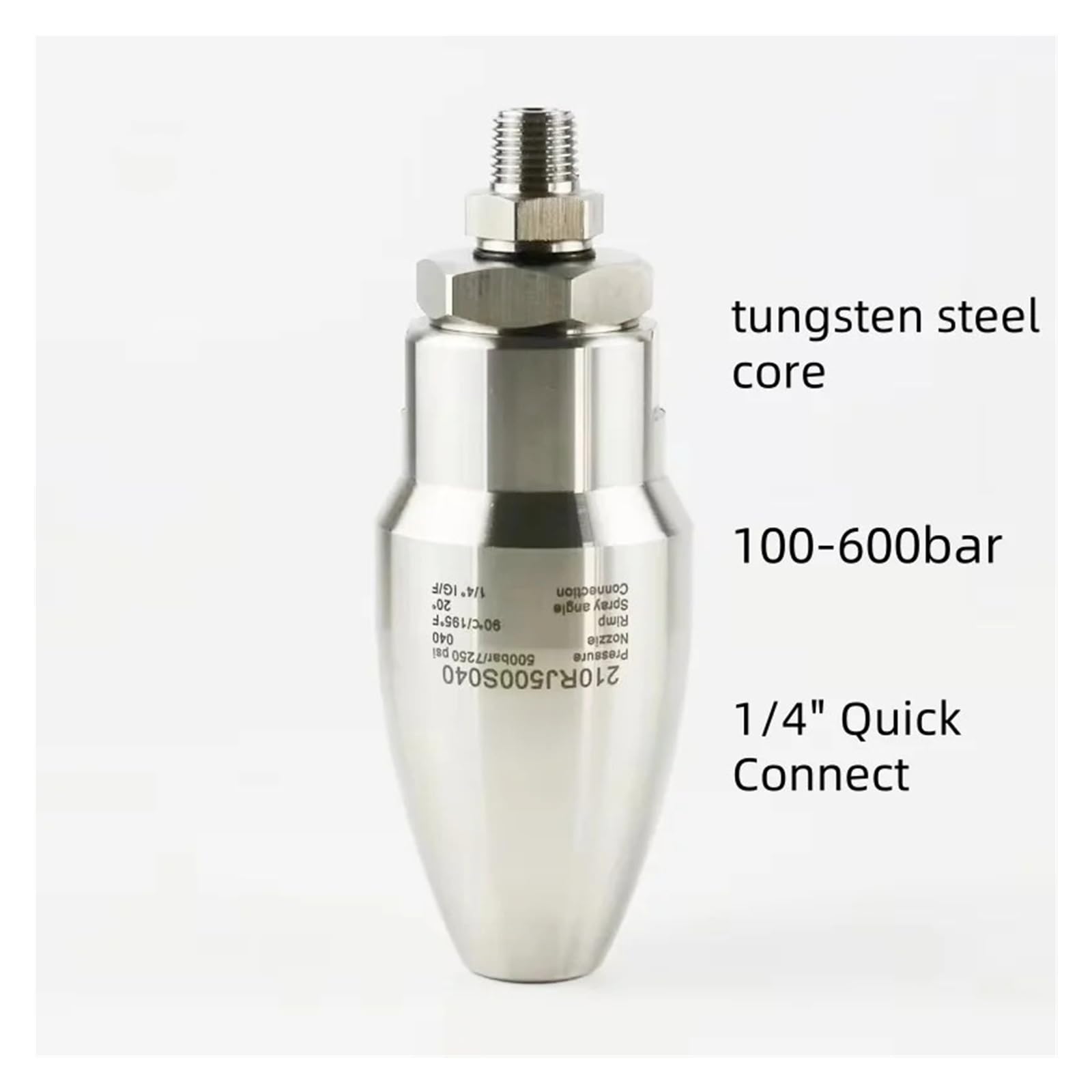 Accesorios for hidrolavadoras de ultraalta presión, núcleo de acero de tungsteno de 7250 psi y 500/600 bar, boquilla turbo de lavado giratoria, conexión F BSP de 1/4"(500bar 040)