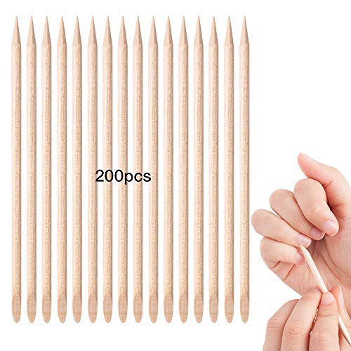 UBERMing 200 PCS Palo de Manicura de Madera Palo de Cutícula de Uña con Removedor del Cutículas Palos de Madera de Naranjo para Manicura Pedicura Nail Art y Manualidades