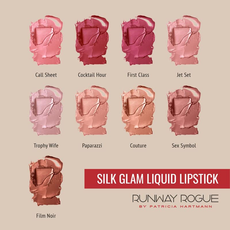Miniatura 6 de Runway Rogue Lápiz labial líquido Silk Glam, lápiz labial dorado pálido esmerilado de larga duración, 'Couture'
