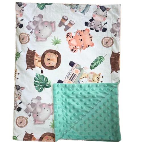 Image of Citihomy Baby Blanket for Girls Boys Animal Minky Super Soft Double Layer Receiving Blanket with Dotted Backing for Newborns Nursery Stroller Receiving Toddlers Crib Bedding 30x40Inch (Lion Elephant)