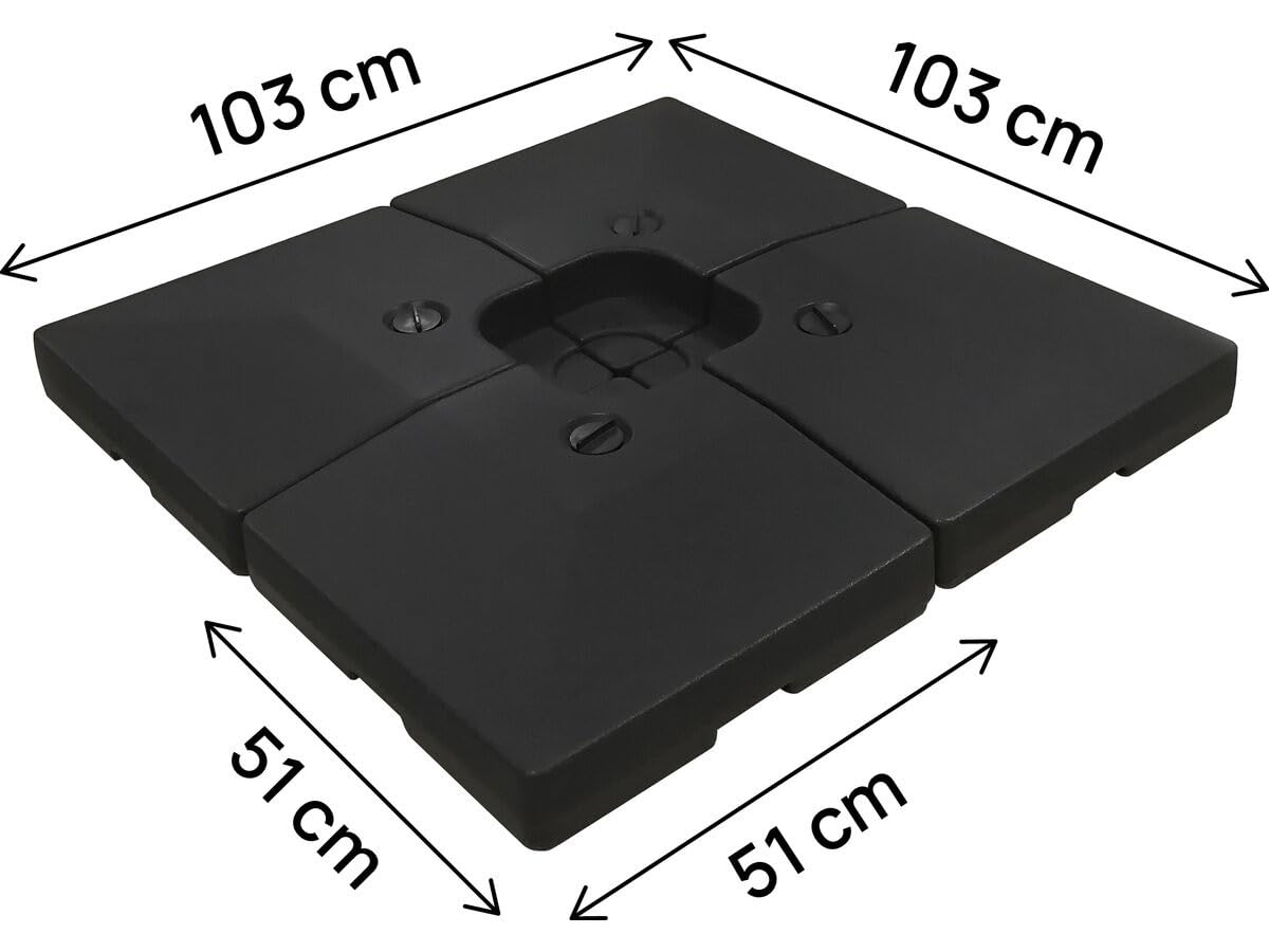 Habitat et Jardin 4 Dalles à Lester pour Gros Parasol déporté - 4 x 3-104 KG - Noir