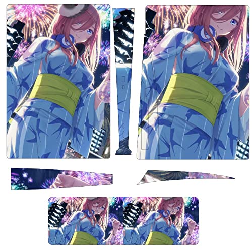 PS5 スキンシール ディスク 中野三玖 花火 五等分の花嫁 プレイステーション5 スキンシール 全面保護 側面/両面対応 保護ステッカー PS5 対応 耐久性 本体 コントローラー 保護シール 簡単取付 薄型 傷隠せ 摩擦保護 抗衝撃 汚れ/ホコリ防止