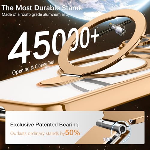 Image of DOMAVER for iPhone 17 Pro Max Case with Magnetic Invisible Stand [Military Drop Protection] [Compatible with MagSafe] Slim Shockproof Case for iPhone 17 Pro Max 6.9 Inch, Clear Gold