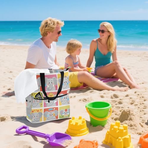 Bolsa de playa impermeable con cremallera y diseño de elefantes para libros 7