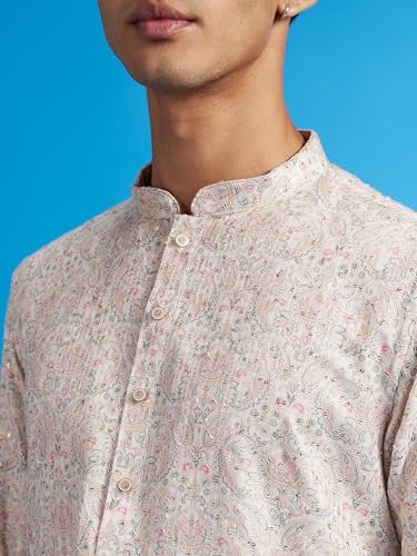 Image of DIWAS BY MANYAVAR Men's Cotton Blend Printed|Sequined Kurta (1pc)