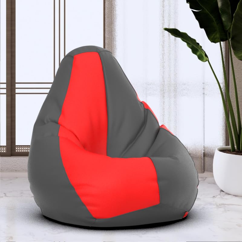 Bean Bag Chair Cover | Size: 1XL | Color: Dark-Grey Red | Without Beans | Premium Leatherette Cover (CMF 3632)-image-41