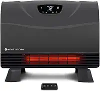 Heat Storm Aquecedor de ambiente infravermelho Phoenix HS-1500-PHX, com pés fixáveis, controle remoto, eficiência energética-750-1500 Watts, piso ou parede cinza