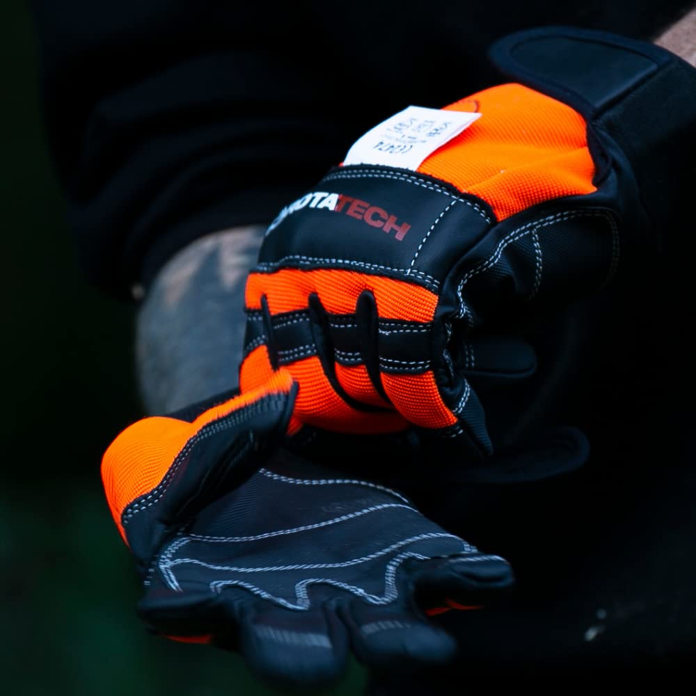 Rotatech Gants de sécurité pour tronçonneuse Anti Coupure - Qualité supérieure - Classe 1 - S à L (taille 9/M)