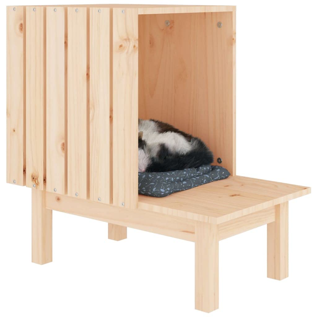 Katzenhaus 60x36x60 cm Massivholz Kiefer Katzenhütte | Gemütlicher Rückzugsort für das Wohnzimmer aus unbehandeltem Massivholz mit natürlicher Holzmaserung.