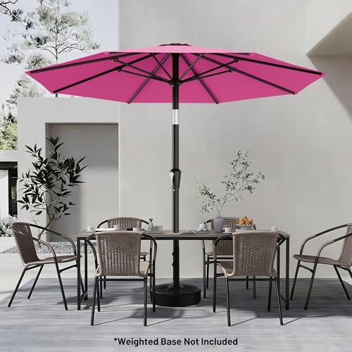 Image of AreShark 9 FT Patio Umbrella for Outdoor, Outdoor Table Umbrella with Push Button Tilt and Crank, Outdoor Patio Umbrellas with 8 Sturdy Ribs for Market, Garden, Pool (Rose Pink)