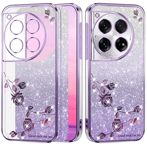 Coque antichoc OnePlus 12 transparente fleur violette résistante