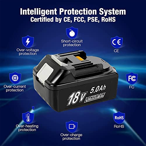 Battool Reserveaccu voor Makita,18 V, 2 stuks, vervanging voor BL1850B 18 V 5,0 Ah Li-Ion BL1850B BL1850 BL1860B BL1860… - Image 6