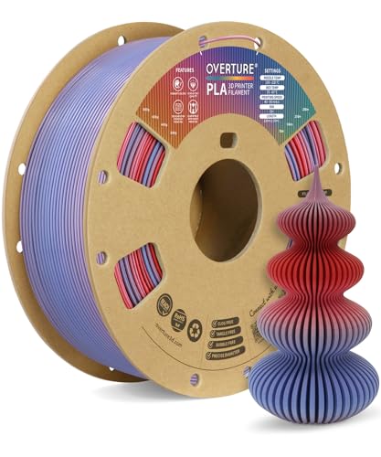 Image of OVERTURE Rainbow PLA Filament 1.75mm, Neatly Wound 3D Printer Filament 1kg Spool (2.2lbs), Dimensional Accuracy + /- 0.02 mm, Fit Most FDM 3D Printers(Rocket pop)