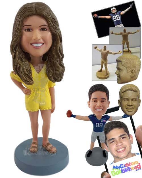 Custom Bobblehead Beautiful Girl Wearing a Beautiful Onepiece Outfit and Sandals - Leisure & Casual