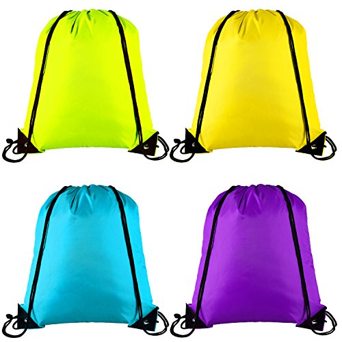 Keriber 4 Pack Drawstring Backpack Bag Gym Bag Rucksack Cinch Tote Bag for Gym Sport Travel Home Storage (Mixed Colour 1)