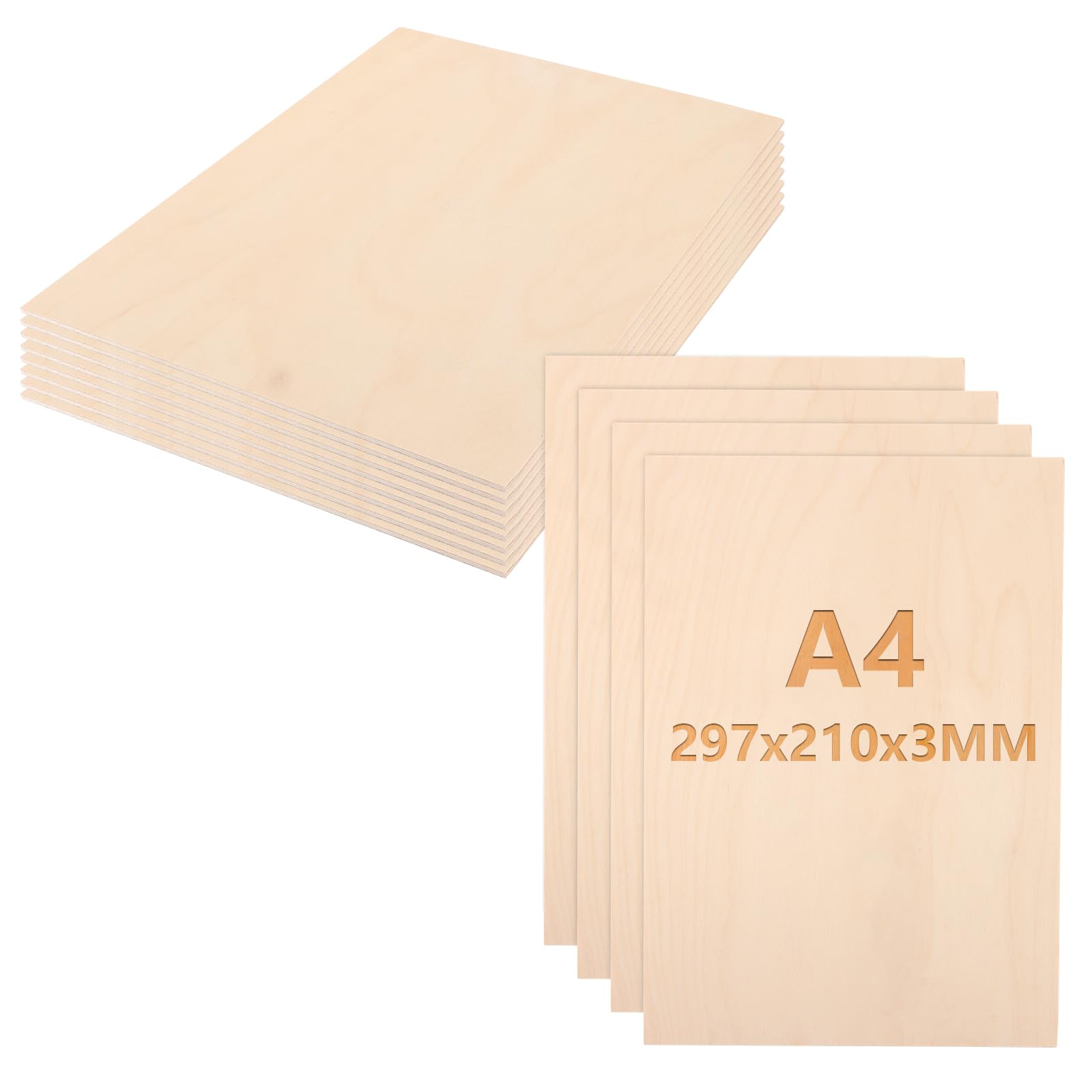 26 Fogli Compensato Tiglio 3mm A4 - 300x200mm Per Fai Da Te, Laser, Artigianato - Foto 5