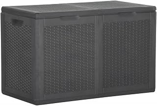 Tino Tech Caja de almacenamiento en 100% polipropileno (polipropileno) en aspecto de ratán, 80,5 x 44,5 x 51 cm, 180 L, color negro, cajas de jardín, cofre de jardín, caja de juguetes, exterior
