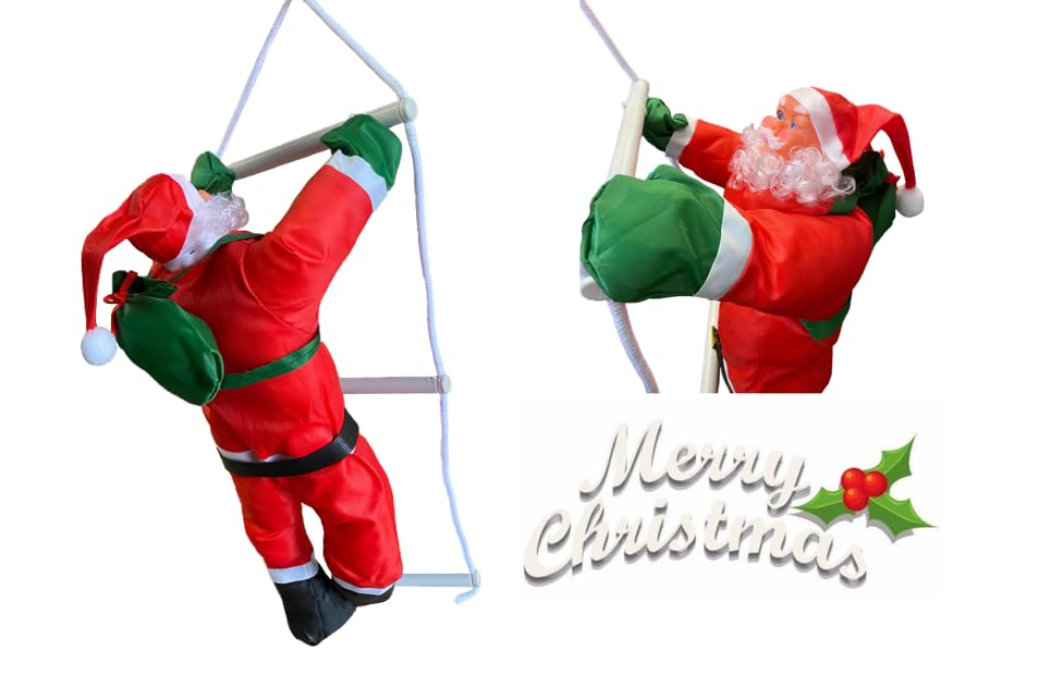 Échelle de Père Noël suspendue A2Z Décoration de Noël en corde pour intérieur et extérieur