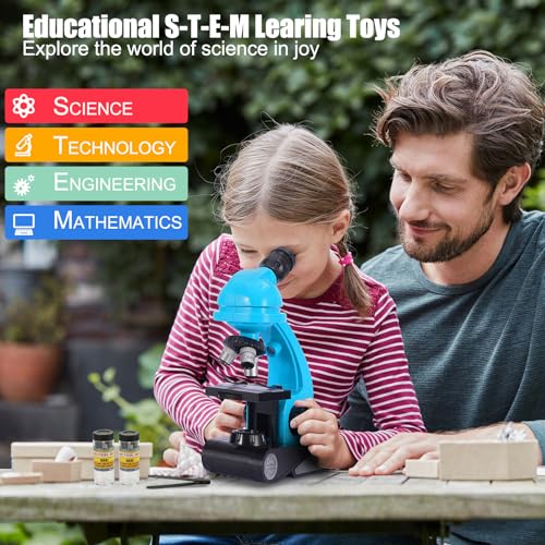 Image of Little World Microscope for Kids, 100x - 1200x Science Kits for Kids Age 5-7 Age 8-12, Microscope Beginner Kit with Double LED & Phone Stand, Learning Resources Toys, Science Experiment STEM Kits
