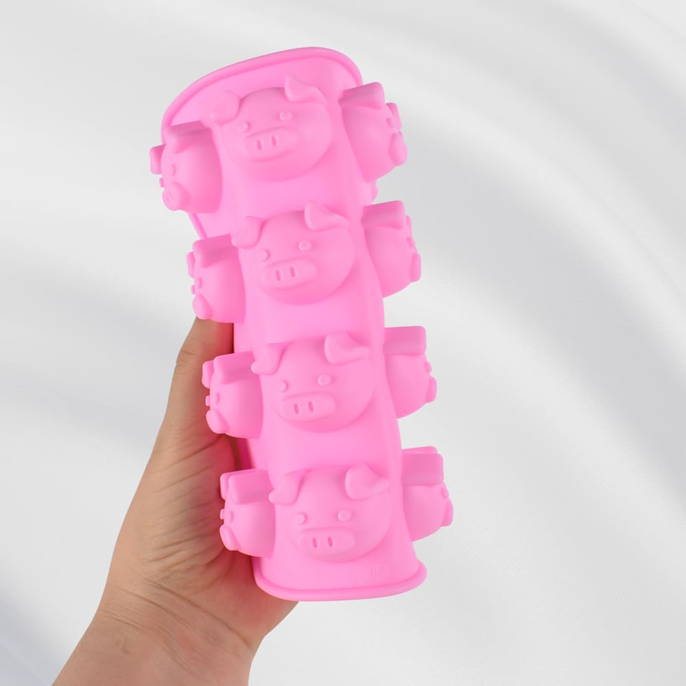 Molde de cerdo, molde de silicona para cubitos de hielo de chocolate, gelatina de caramelo, 16 cavidades, rosa, forma irregular 5