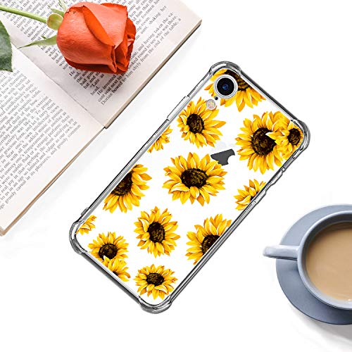 HEYORUN Case Compatible for iPhone Xr 2018 Sunflower, Sunflowers Girls and Women Floral Back Case Cover, Yellow Flower Transparent Flexible TPU Bumper Shockproof Protective Case - image 5