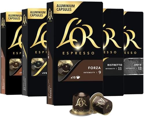 L'OR Espresso Capsules, 50 Count Intense Variety Pack, Single-Serve Aluminum Coffee Capsules Compatible with the L'OR BARISTA System & *Nespresso Original Machines
