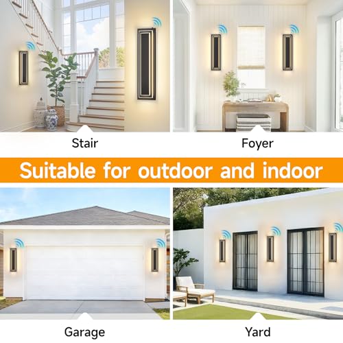 ZSMAIKU 23.6 in Dusk to Dawn Exterior Lighting Fixtures,Black Modern Outdoor Wall Lights,3000K 36W Exterior Wall Sconce,Waterproof Outdoor Porch Lights Wall Mount,2-Tier Outside Garage Lights, 2 PCS by ZSMAIKU - Image 7