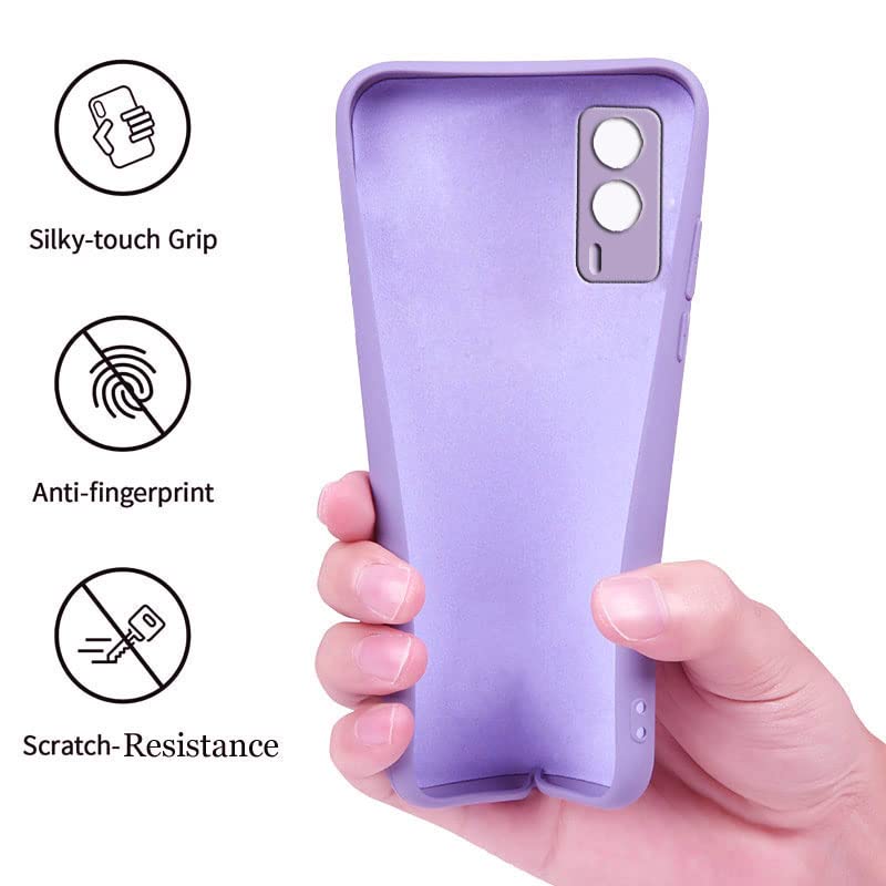 Image of A rtistque Liquid TPU Silicone Matte Shockproof Flexible with Camera Protection Soft Back Cover Case for Vivo V21e 5G - Purple