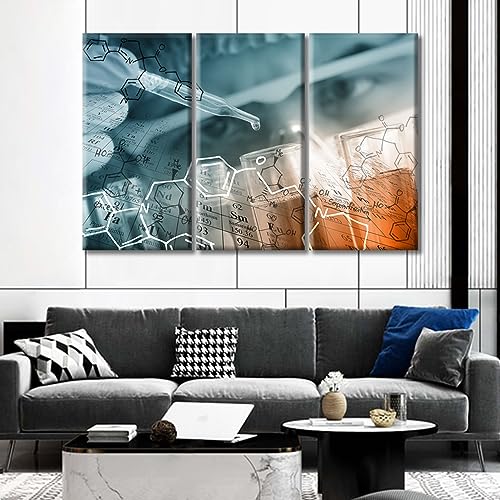 Image of Medical Examination Pictures Large Wall Art Chemical Equations and Periodic Table Background Wall Prints Posters & Prints 3 Panels Paintings Giclee Print Gallery Packaging Artwork (60 inch Wx40 H)