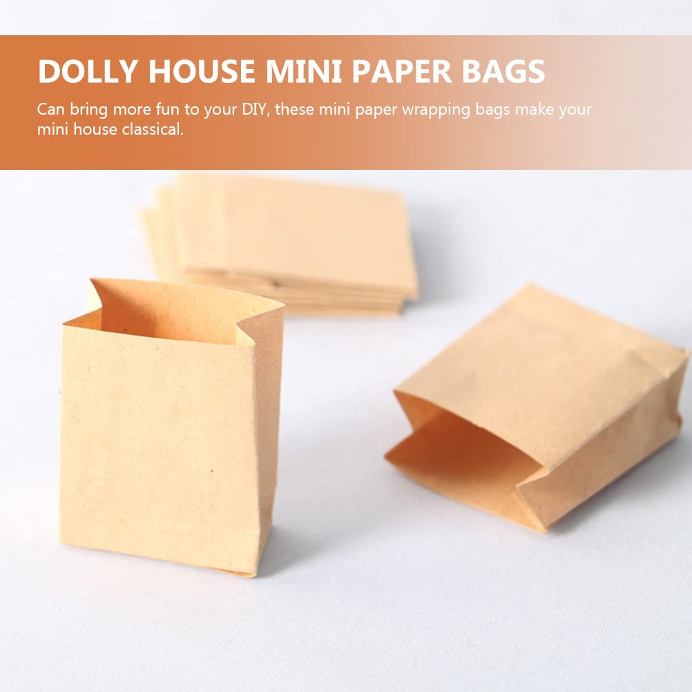 18 Pcs Dollhouse Mini Paper Bags For Baking, Crafting, And Party Decorations - 1.18X1.18X2.36 Inch Khaki Miniature Props For Dollhouse Scenes And Small Treats For Sale