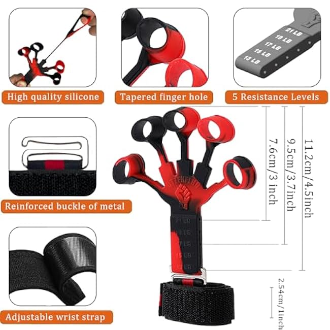 Grip Strength Trainer with Forearm Strengthener, Hand Grip Strengthener, Hand Extension Exerciser, Stress Relief Ball and Hand Grip Strengthener for Muscle Building and Injury Recover(5 PCS)