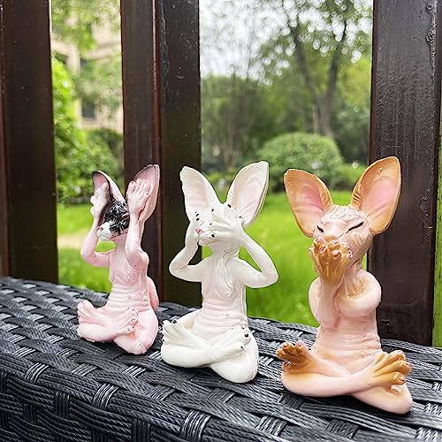 Set de 3 estatuas Gato Sabio Escribe Oye Ve No Mal miniatura 3