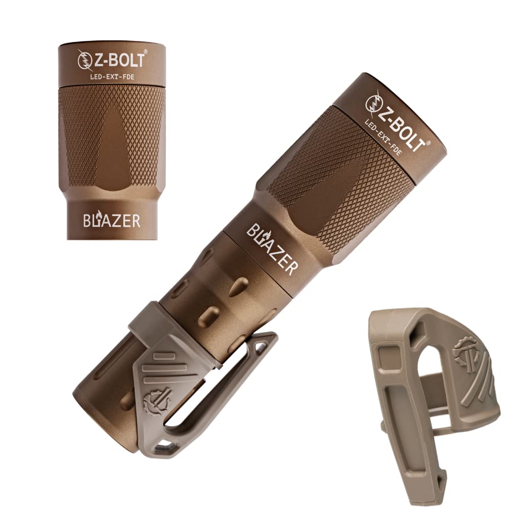Hand Carry LED Light for EDC or Patrol - Thyrm Low Profile Pocket Clip, 65,000 Candela & 200 Meter Range (FDE & Black)