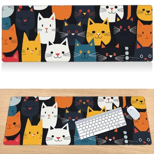 Tapis de souris grand format chat 80x30 cm antidérapant - 2
