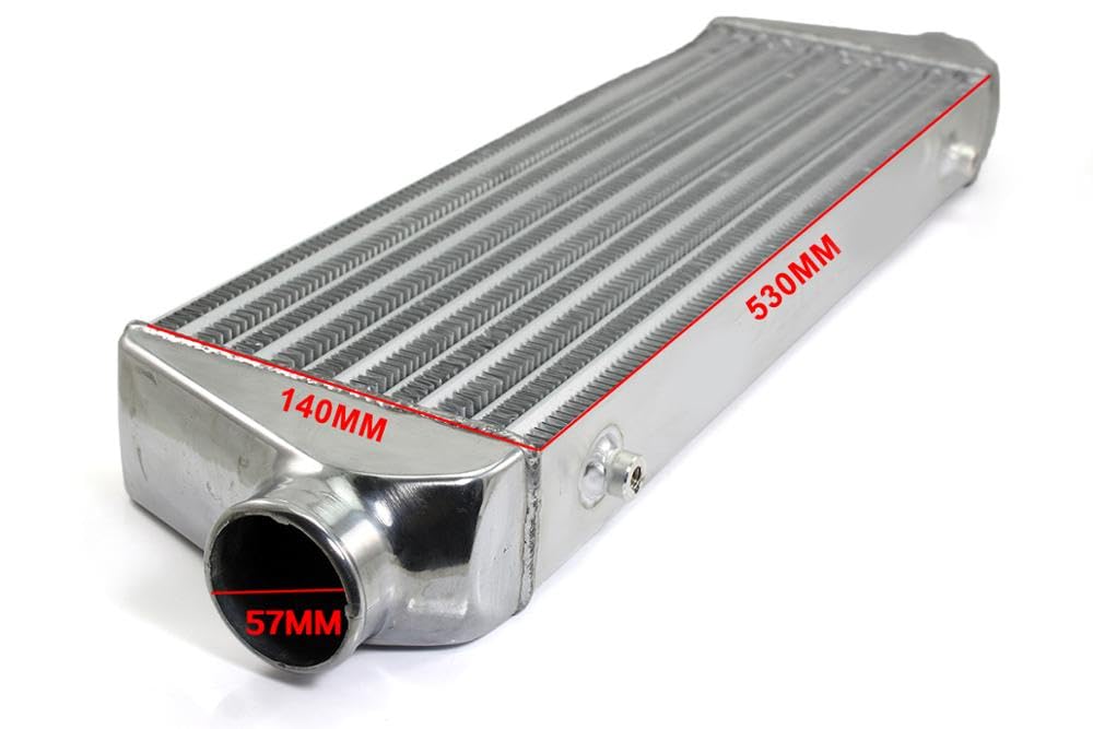 Chłodnica powietrze-powietrze Aluminiowy intercooler uniwersalny 530X130X65mm wlot chłodnicy 57mm 2.75 cala wylot wlot zimnego powietrza dla Turbo Radiador