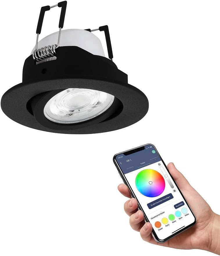 EGLO Join.z Sensible Dwelling Saliceto-Z Recessed LED Highlight, Diameter 88 mm, ZigBee, App and Voice Management, Alexa, Mild Color (Heat White/Chilly White), RGB, Dimmable, Aluminium Recessed Highlight,