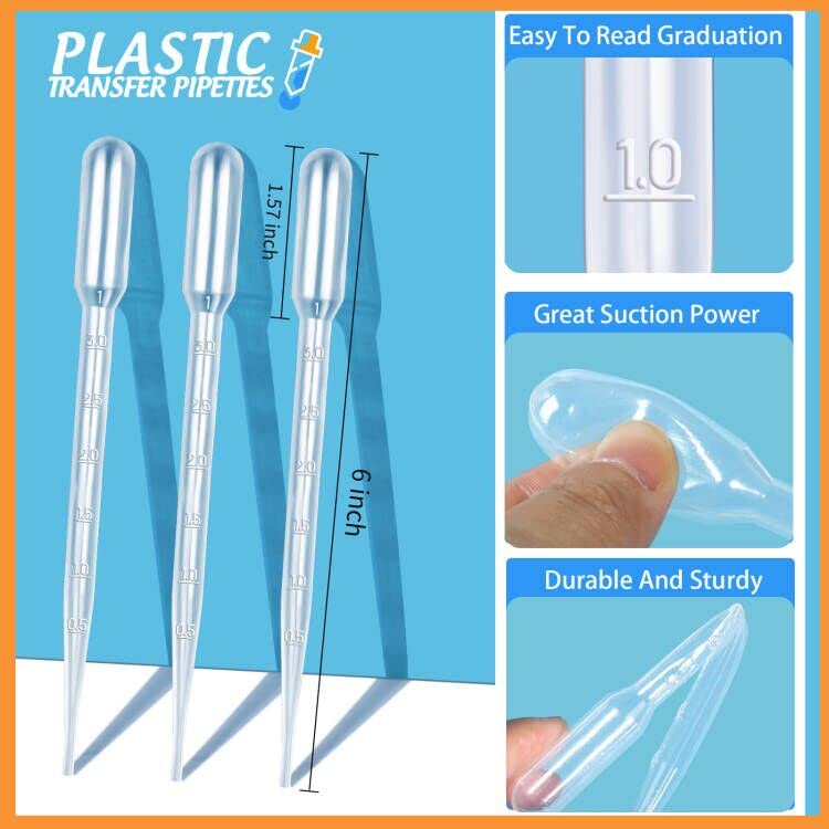 Teenitor 300PCS 3ML Plastic Transfer Pipettes Eye