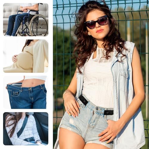 panthra Buckleless Belts for Women, 2 PCS Invisible Belt for Women, Unisex No Buckle Belt, Good Elasticity to Adapt to Different Waist Sizes (Black) 5